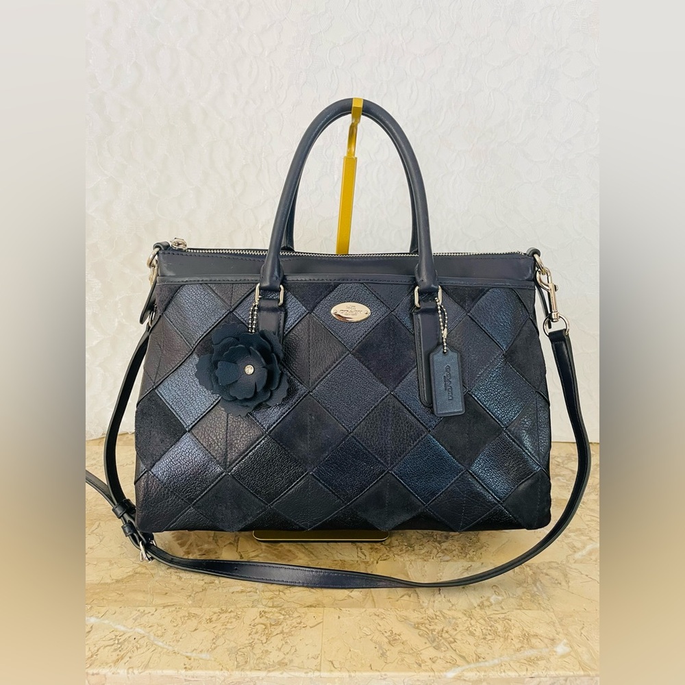 Coach Morgan Patchwork Elegant Navy Multicolor Le… - image 1